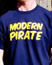 Load image into Gallery viewer, The Sea Serpent Blue Modern Pirate Original Tee is the tshirt for your modern pirate needs. modern pirate is your go to brand for artist needs and this sea serpent modern pirate tee will make your modern pirate life filled with booty! Modern pirate sea serpent blue original tee close up.